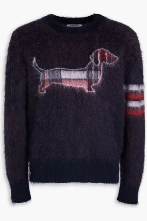 Thom Browne Jacquard-knit mohair-blend sweater - Blue - 1