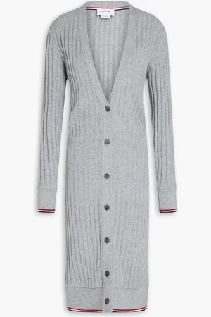 Thom Browne Ribbed cashmere cardigan - Gray - IT 42