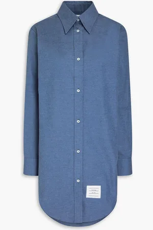 Thom Browne Cotton-twill mini shirt dress - Blue - IT 38