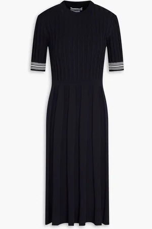 Thom Browne Pleated cable-knit cotton dress - Blue - IT 42
