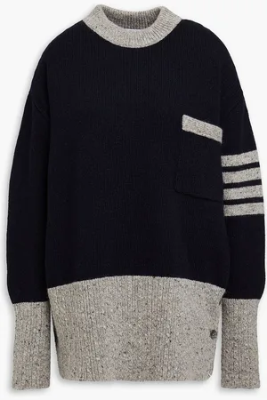Thom Browne Striped Donegal wool and mohair-blend sweater - Blue - IT 40