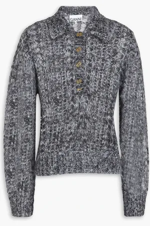Ganni Open-knit polo sweater - - M