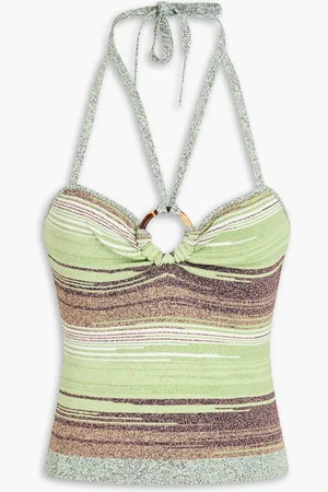 VERONICA BEARD Velza ring-embellished knitted halterneck top - Green - M