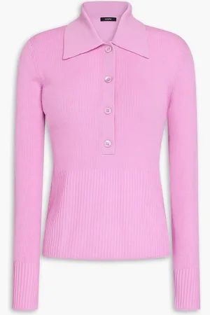 Joseph Ribbed merino wool-blend polo sweater - - S