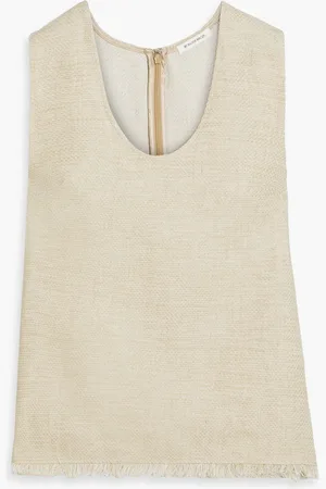 By Malene Birger Debbia frayed linen-blend canvas top - Neutral - DE 34