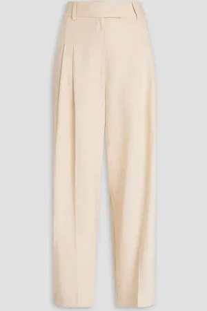 By Malene Birger Cymbaria pleated linen-blend gauze wide-leg pants - White - DE 34