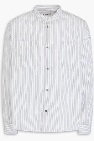 Frame Striped cotton-poplin shirt - Gray - S