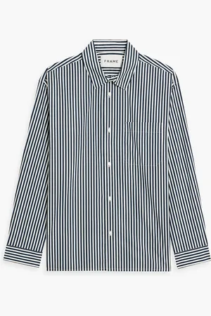 Frame Striped cotton-poplin shirt - Blue - M
