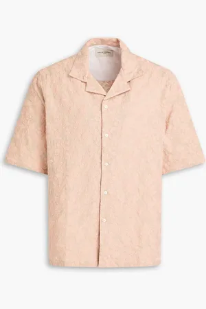 OFFICINE GENERALE Eren embroidered cotton-blend shirt - Pink - M