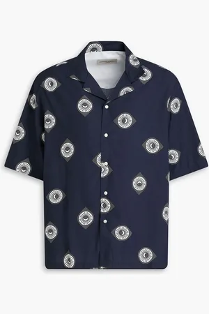 OFFICINE GENERALE Eren printed Lycocell and cotton-blend poplin shirt - Blue - L