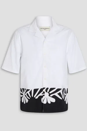 OFFICINE GENERALE Eren embroidered two-tone cotton-poplin shirt - - M