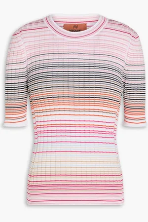 Missoni Striped ribbed cotton-blend top - Pink - IT 36