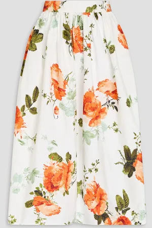 Erdem Floral-print cotton-poplin midi skirt - - UK 10