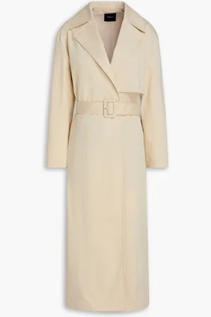 THEORY Belted cotton-blend trench coat - Neutral - S