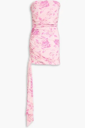 MAGDA BUTRYM Strapless ruched floral-print jersey mini dress - - FR 34