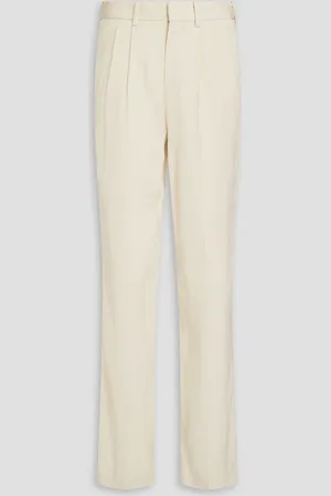 PETAR PETROV Precious pleated grain de poudre straight-leg pants - White - FR 36
