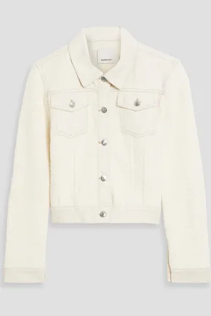 Simkhai Baylin denim-paneled bouclé-knit cotton-blend jacket - White - M