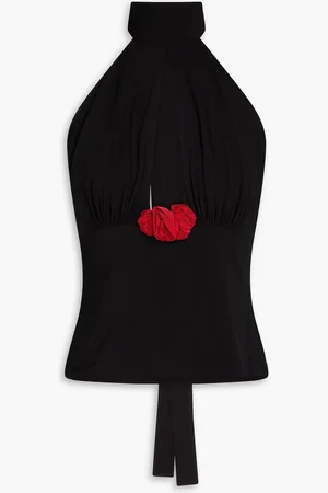 MAGDA BUTRYM Floral-appliquéd cutout jersey halterneck top - - FR 42