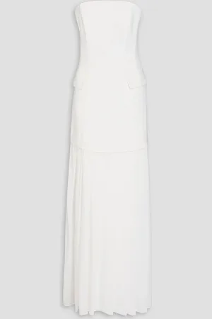 Nicholas Strapless pleated crepe maxi dress - White - US 2