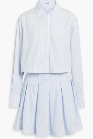 Simkhai Callas convertible striped cotton-poplin mini shirt dress - Blue - US 10
