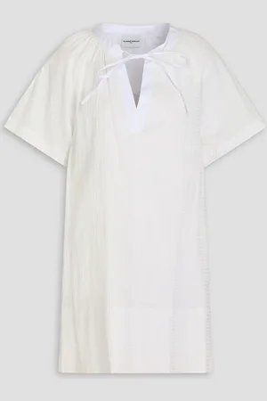 Claudie Pierlot Gathered cotton-blend seersucker mini dress - - 1