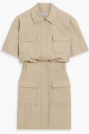 Simkhai Crissy wool-blend twill mini shirt dress - Neutral - US 8