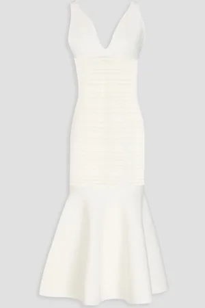 Victoria Beckham Fluted pointelle-knit midi dress - White - UK 4