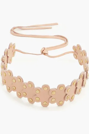 RED(V) Flower Puzzle studded laser-cut leather necklace - Pink - OneSize