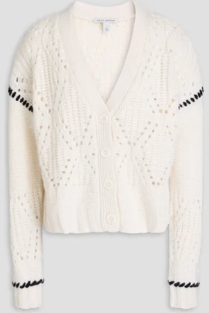 AUTUMN CASHMERE Pointelle-knit cashmere cardigan - White - L