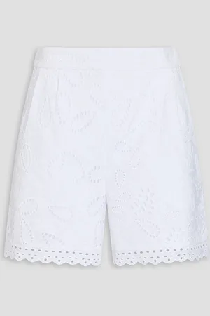 SALONI Paige broderie anglaise cotton shorts - - UK 10