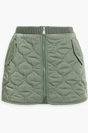 Simkhai Ripley quilted shell and cable-knit mini skirt - Green - L