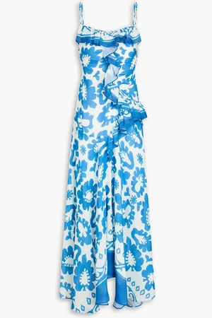 Sandro Ruffled printed slub woven maxi dress - - FR 34