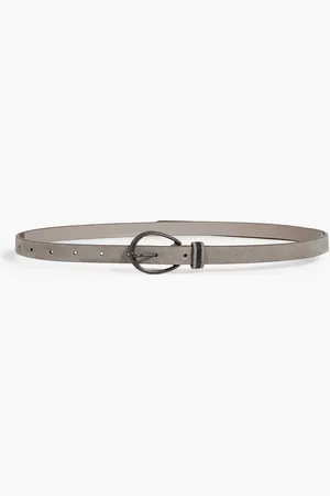 Brunello Cucinelli Bead-embellished suede belt - Gray - M