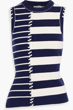 Simkhai Joelene ribbed striped wool-blend top - Blue - S