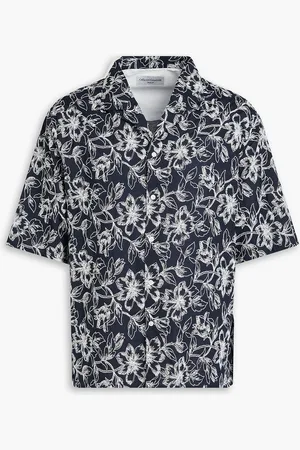 OFFICINE GENERALE Eren embroidered cotton-twill shirt - Blue - S