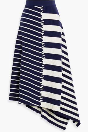 Simkhai Braylon asymmetric striped wool-blend skirt - - M