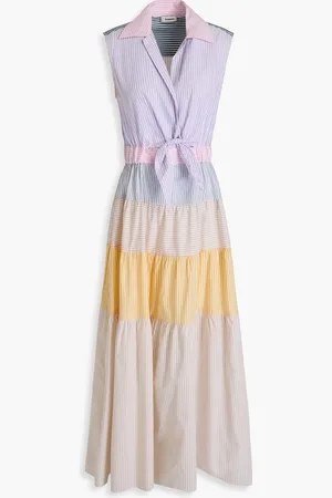 Sandro Tiered striped cotton-poplin maxi shirt dress - - FR 36