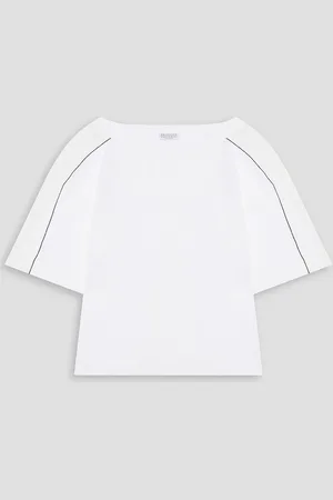Brunello Cucinelli Bead-embellished cotton-jersey T-shirt - - M