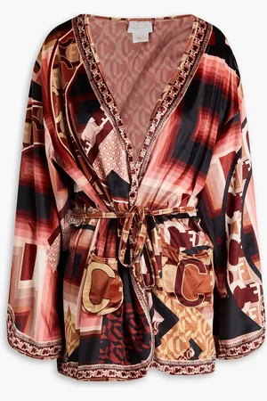 Camilla Printed velvet robe - - M
