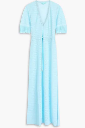 Melissa Odabash Phoebe fringed crocheted maxi dress - Blue - XS