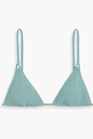 Solid The Ilona stretch-seersucker triangle bikini top - Blue - L