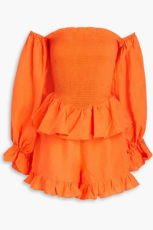 Sleeper Atlanta off-the-shoulder ruffled linen mini dress - - L