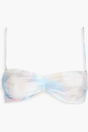 Ganni Ruched tie-dyed bandeau bikini top - - DE 34