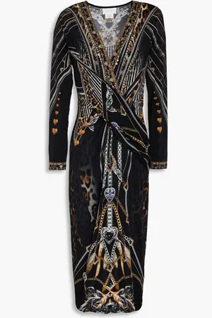 Camilla Crystal-embellished printed stretch-jersey midi dress - - M