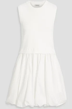 Simkhai Silas ribbed-knit and cotton-poplin mini dress - - L
