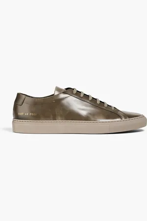 COMMON PROJECTS Achilles distressed glossed-leather sneakers - Green - EU 41