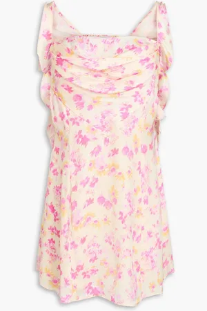 Maje Draped floral-print satin mini dress - - FR 38
