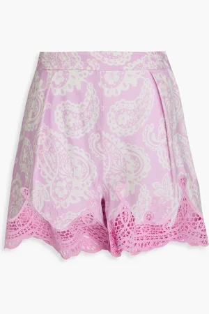 Maje Paisley-print linen-blend shorts - Purple - FR 38