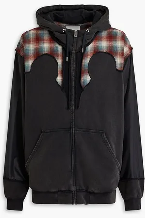 Maison Margiela Pendleton checked wool, shell and French cotton-terry hoodie - Gray - S