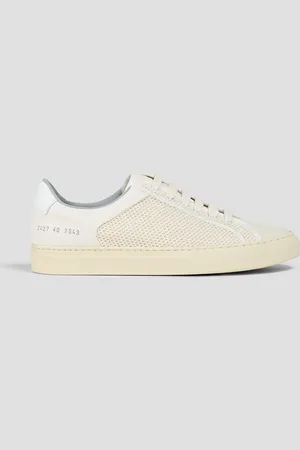 COMMON PROJECTS Retro canvas-trimmed leather and knitted sneakers - White - EU 40